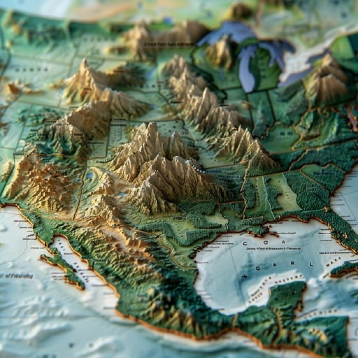 Global terrain relief map with elevation shading for surveying and GIS context